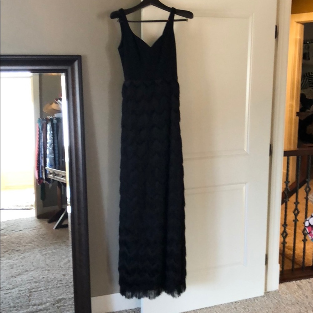 Hoss long black fringe dress